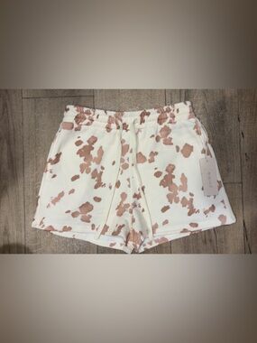 NWT: AS Revival: Cream & Tan Cowprint Women’s Lounge Shorts: Size Medium